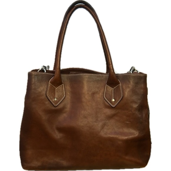 Lux Cavalcanti Genuine Brown Leather Crossbody Purse with Tassels Made in Italy - Picture 3 of 13